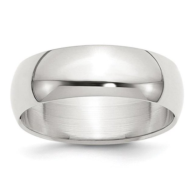 Bande Demi-Ronde en Argent Sterling de 7 mm&44; Poli - Taille 9,5