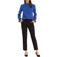 thumbnail image 2 of INSPIRE CHIC Blouse Haut à Col Montant à Volants Boutonné à Manches Longues pour Femme TP Bleu Royal, 2 of 6