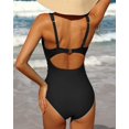 thumbnail image 4 of Charmo Womens One Piece Swimsuit Ruched Tummy Control V Neck Bathing Suits Swimwear, 4 of 6