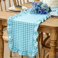 thumbnail image 1 of Chemin de Table à Volants à Bord de Feuille pour Café, Salle à Manger, Meuble Télé, Déco Maison, Bleu, JKODE, 1 of 6
