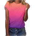 thumbnail image 1 of Yuyuzo Short Sleeve T Shirts for Women Round Neck Shirts Gradient Color Summer Tops Plus Size, 1 of 3