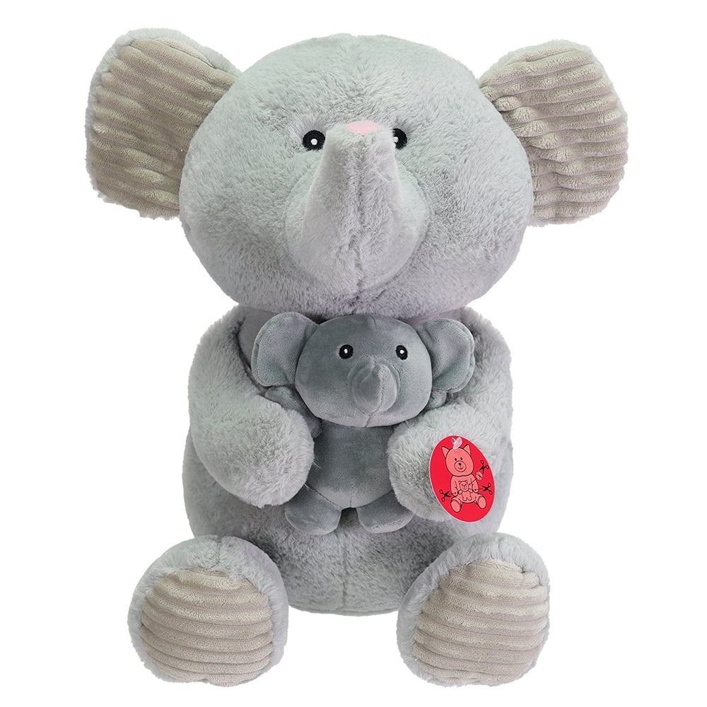Peluche Kid Connection « Maman et bébé » – Éléphant gris de 35 cm (14 po) pour enfants