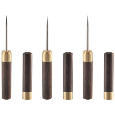 3Pcs Stainless Steel Ice Picks Kitchen Tool Ice Pick with Wooden Handle and Safety Cover for Camping,and Restaurant