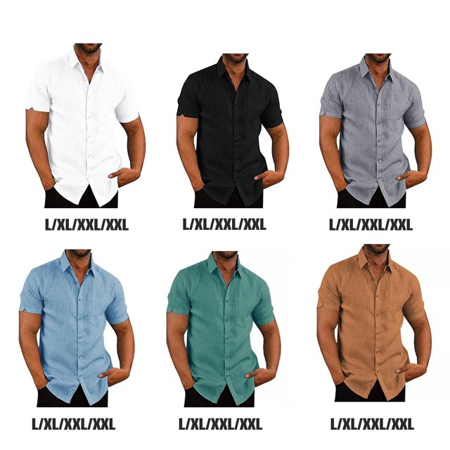 pitrice Chemise Homme à Simple Boutonnage Été Boutonnée Col Rabattu Polyester Mode Vêtements Cadeau d'Anniversaire Bleu TTG 1Set