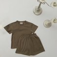 thumbnail image 1 of TopLLC Short Sleeve Round-Neck Blouses & Shirts Sets Children Solid Color Loose Boy Girl Pockets Shorts Short Sleeve Round-Neck Blouses T-shirt Sets Girl Set, 1 of 3