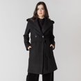 thumbnail image 1 of Devoted hooded long sleeve A-line jacket with a belt, 1 of 5