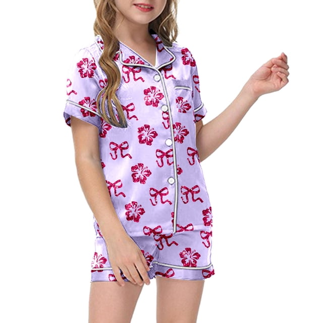 Little Boy Pajamas Set Graphic Print Button Down Homewear Set Classic Loungewear Girl Pjs Size 4T 5T