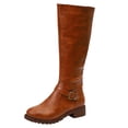 thumbnail image 4 of Bottes Hautes pour Femmes - Fermeture Éclair, Cuir Chaud, Bout Rond, Talon Confortable, Chaussures pour Femmes Modernes, 4 of 7
