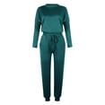thumbnail image 4 of Mrat Linen Outfits for Women 2 Piece Set 2 Piece Jogging Sets Solid Polyester Long Sleeve Sweatsuits Sets Two Piece Track Suits Drawstring High Waist Pants Set Comfy Outfits N-Mint Green M, 4 of 5