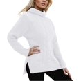 thumbnail image 3 of Chandail à Col Roulé Uni pour Femme - Haut Rétro à Manches Longues Ajusté - Polyester, Coupe Ample Décontractée pour le Quotidien/travail, 3 of 3