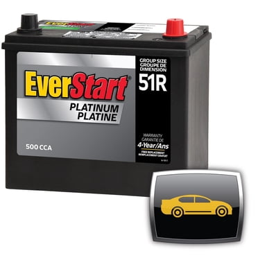EverStart Auto Plat-Maxx-51RN, 12 Volt, Car Battery, Group Size 51R, 500 CCA
