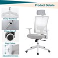thumbnail image 2 of Ergonomic High Back Mesh Office Chair - Adjustable Headrest & Lumbar Support - Turnover-Up Arms - Swivel Wheels - Reclining Function, 2 of 8