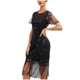 thumbnail image 2 of UPPADA Robe Cocktail à Col Rond pour Femmes Robe Queue de Poisson Robe Cocktail Sans Manches Robe Formelle Évasée Robe d'Invitée de Mariage Robe Cocktail Moulante Liquidation d'Hiver, 2 of 4