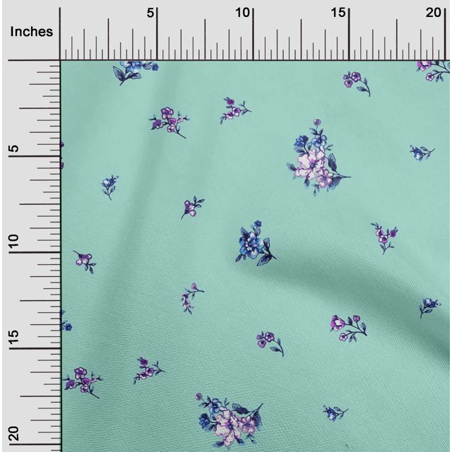 oneOone Tissu Popeline de Coton Feuilles & Fleurs Imprimé Floral Tissu BTY 56 Pouces de Large