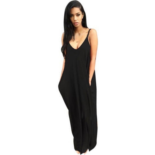 Robe Longue Maxi Bohème pour Femme Grande Taille, Ample, Dos Nu, d'Été, de Plage, Combinaison Sans Manches, Décontractée