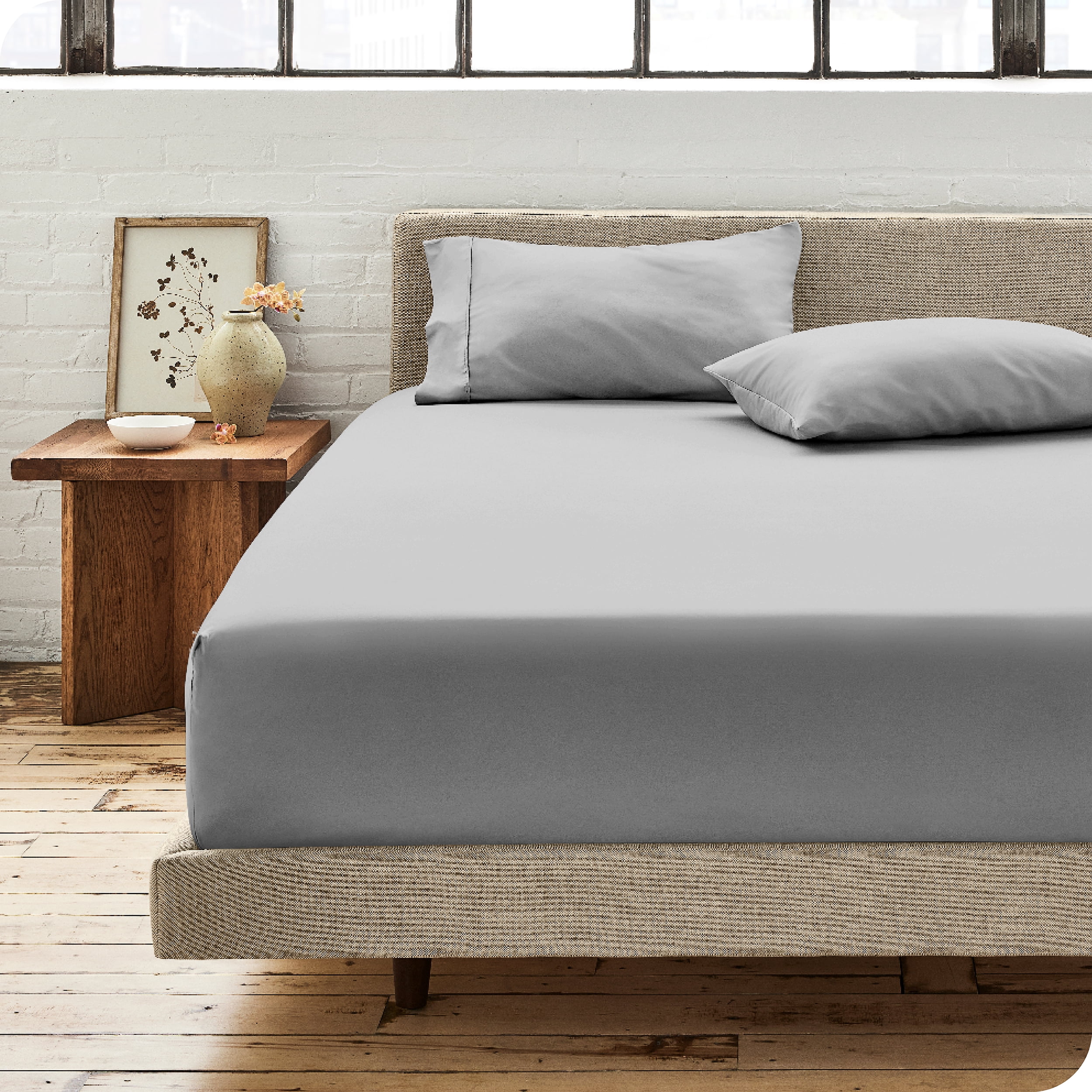Bare Home 100% Organic Cotton Fitted Sheet - Percale Weave