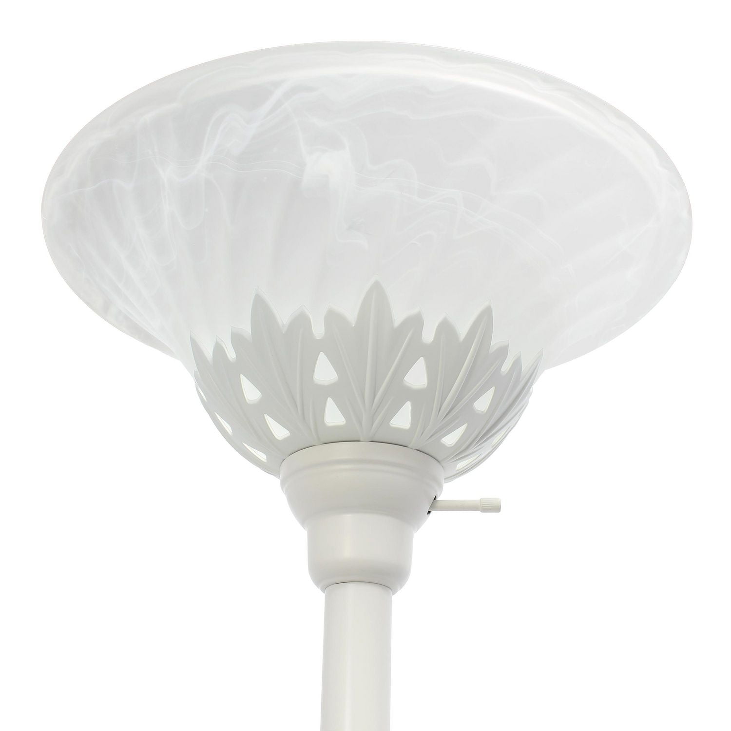 Lampe de sol élégante 3 lumières avec abat-jour en verre festonné, nickel brossé