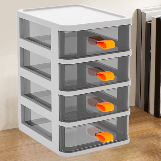 Plastic Storage Cabinet - Polypropylene Material Drawer organizer, Multi-Layer Transparent Storage Box, Office and Study Supplies, White, JKODE