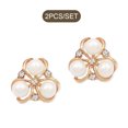thumbnail image 4 of 2 Pieces Hairpin Headdress Flat Back Non-perforated Design Shiny Rhinestones Beautiful Pearl Flower Buckle for Dancing Party Flower Ball, 4 of 7