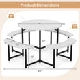 thumbnail image 3 of Costway Round Picnic Table Bench Set with 4 Benches Umbrella Hole All Weather Tabletop White, 3 of 10