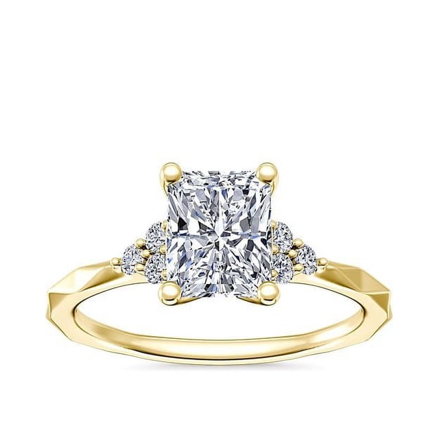 0.65 T.C.W Radiant Shape Natural Diamond Latest Design Halo Wedding Ring for Ladies Solid 14K Yellow Gold Size 8
