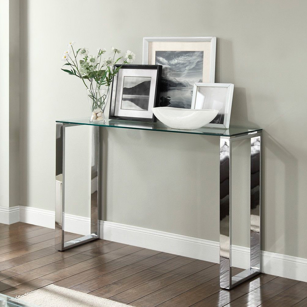 Heavenly Collections Console Moyenne en Verre pour Entrée et Salon, Largeur 36 Pouces, Style Moderne