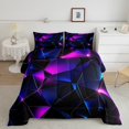 thumbnail image 1 of Erosebridal Chic Geometric Bedding King Comforter Set, Black Purple Down Comforter, Modern Abstract Decor, Reversible 3pcs, 1 of 8