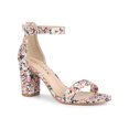 thumbnail image 1 of BLISSFUL STEP Edition Women's Shoes Flower Print Open Toe Block High Heels Summer Sandals Pink 9, 1 of 7