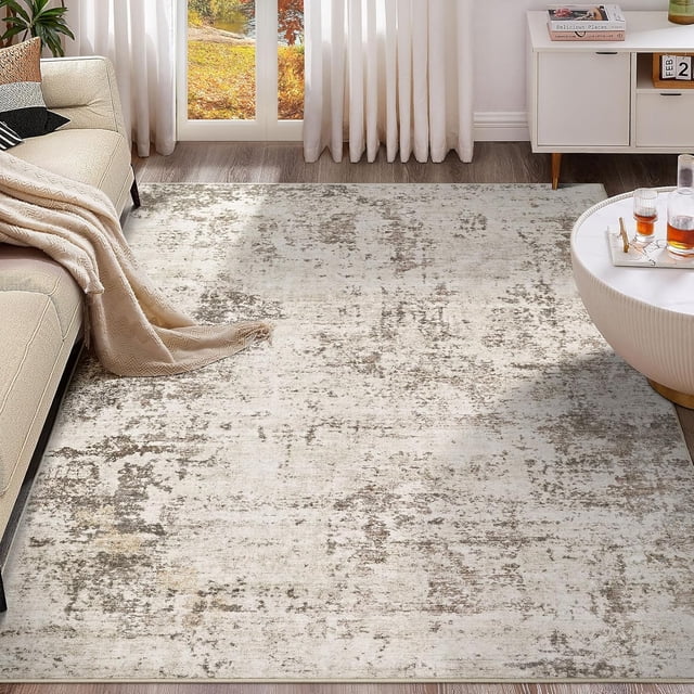x Area Rug Living Room Rugs Washable Neutral Modern Abstract Soft Thin Large Rug Indoor Floor No Slip Rug Carpet for Bedroom Under Dining Table Home Office Decor Grey