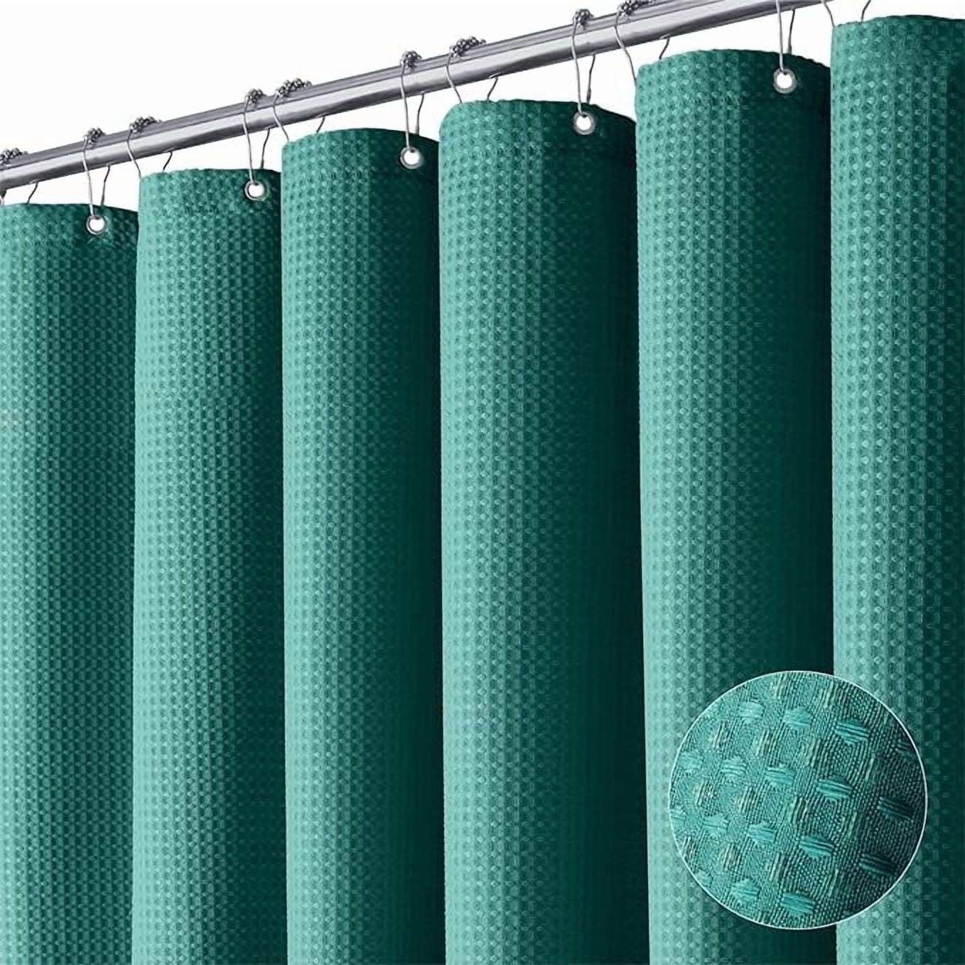suxuMhao Waffle Pattern Waterproof Shower Curtain,71×71in 1pc Shower Curtain Liner for Bathroom,Shower Liners with 12 Plastic Hooks as a Gift,Stylish Shower Curtains for Bathroom Decor​,Dark Green