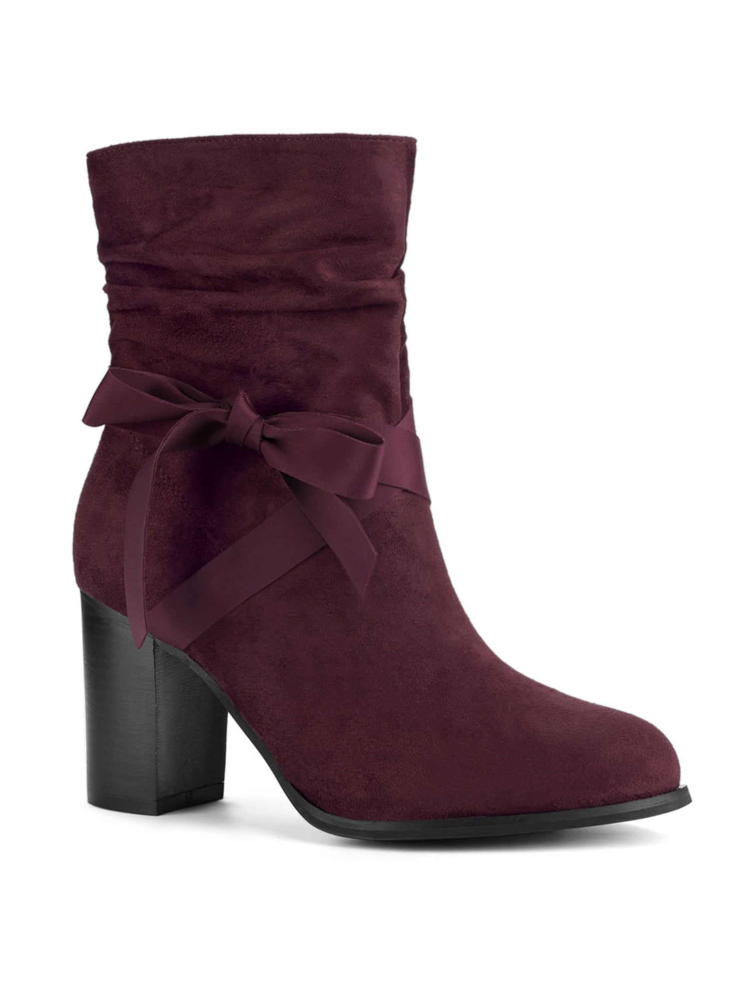 Unique Bargains Women's Slouchy Block Heel Ankle Boots