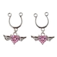 thumbnail image 1 of KLKCMS 1 Pair Angel Wing Heart Dangle U Shape Nipple Non Piercing Body Jewelry Pink, 1 of 9