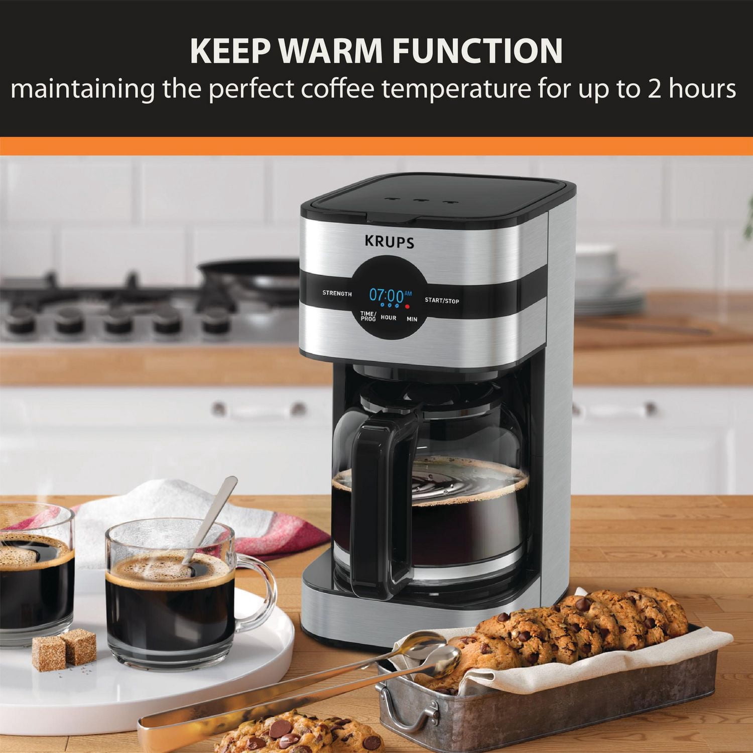 KRUPS Simply Brew Digital Screen Electric Coffee Maker, 10-Cup