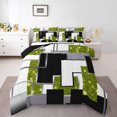 thumbnail image 1 of YST Abstract Geometric Comforter Set Full Lime Green Black Grey White Checkered Bedding Set Glitter Stars Sequins Down Comforter For Kids Boys Girls,Geometry Grids Quilt Duvet 3 Pcs, 1 of 6