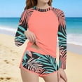 thumbnail image 4 of RXMEKW Swimsuit Set for Girls with Floral Print Two-Piece Beach Swimsuit for Kids Long Sleeve Rash Guard and Swim Shorts for Sun Protection and Swimming, 4 of 5