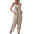 thumbnail image 1 of LUXUR Ladies Jumpsuits Solid Color Romper Sleeveless Overalls Classic Trousers With Pockets One Piece Pants Apricot M, 1 of 3