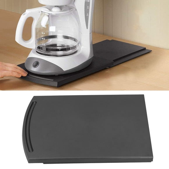 Cergrey Sliding Coffee Maker Tray Mat Countertop Coffee Machine Appliance Moving Holder Black,Coffee Maker Sliding Shelf,Coffee Maker Mat