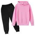 thumbnail image 2 of MeetoTime Boy's Girls's Hooded Tracksuit Pullover Sweatshirt Jogging Pants Set 2 Pieces Sweatsuit for 3-10 Years, 2 of 3