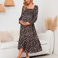 thumbnail image 5 of PEZHADA Mode d'Automne pour Femmes,Vêtements de Maternité pour Femmes,Robe Longue Décontractée et Aguichant pour Femmes Enceintes avec Petite Impression Florale en Mousseline à Col et Manches Longues, 5 of 5