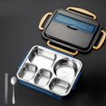 thumbnail image 4 of Roiihwy Stainless Steel Bento Box Adult, 1500ML Lunch Box for Women Men with 5 Compartment, Lightweight Lunch Containers Snack Box for Multiple Heating Modes, 4 of 6