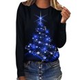 thumbnail image 2 of Jienlioq T-Shirts de Noël Grande Taille Mode pour Femmes à Col Rond à Manches Longues Imprimé Décontracté T-Shirt Blouse Hauts, 2 of 5