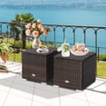 thumbnail image 4 of Costway 2 Pcs Poufs de Patio en Rotin Table d'Appoint Coffre de Rangement Repose-Pieds avec Coussin Noir, 4 of 10