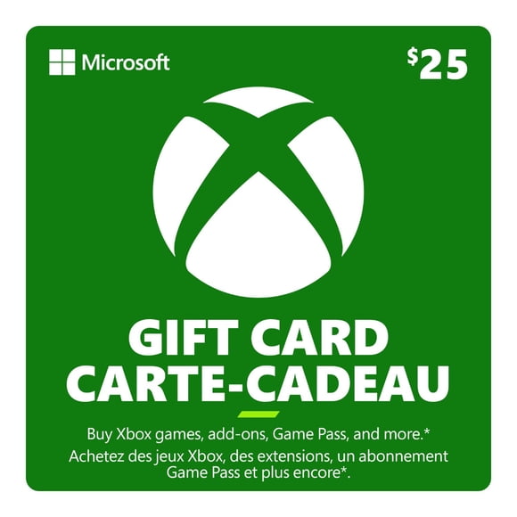 Carte-cadeau Xbox de 25 $ (Code numérique)