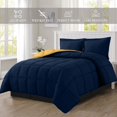 thumbnail image 1 of Mocassi Reversible 3-Piece Comforter Set with Matching Shams, Two Colors in One for Ultimate Versatility and Style, Full/Queen, Navy/Yellow, 1 of 6