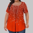 thumbnail image 1 of UPPADA Tuniques pour Femmes Grande Taille à Manches Courtes, Col Rond, Chemises Décontractées Douces, Blouse Boutonnée, Henley, Chemises Plissées, Tuniques Tendance, Rouge, G, 1 of 5