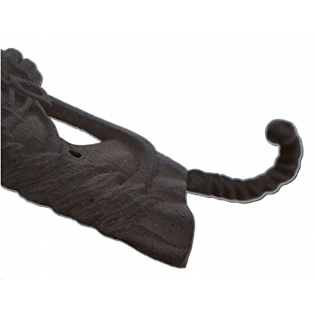 Crochet de Mur Ouest de Tête de Cheval Rouille en Fonte Marron 6,25" de Haut