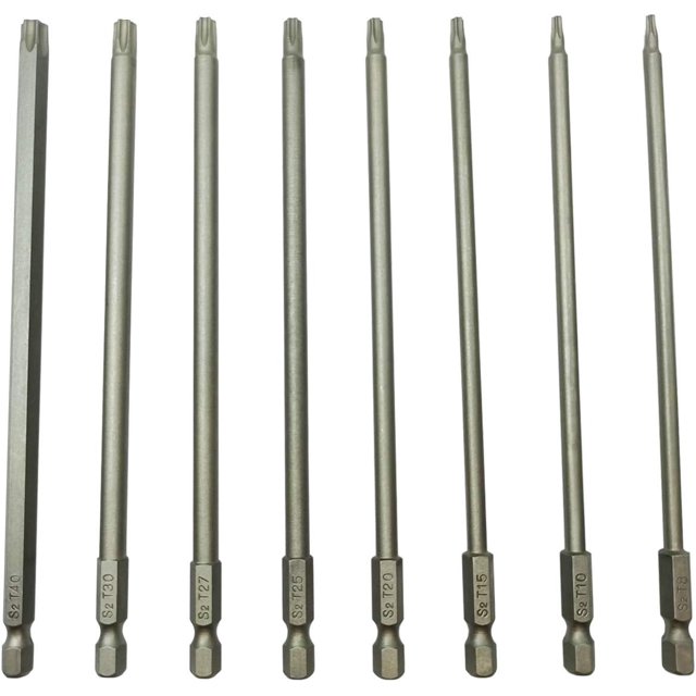 Long Security Screwdriver Bit Sets 6 Inch Length S2 Steel Torx Security Head Drill Screw Driver Drill Set (8Pcs Torx Head (150mm)