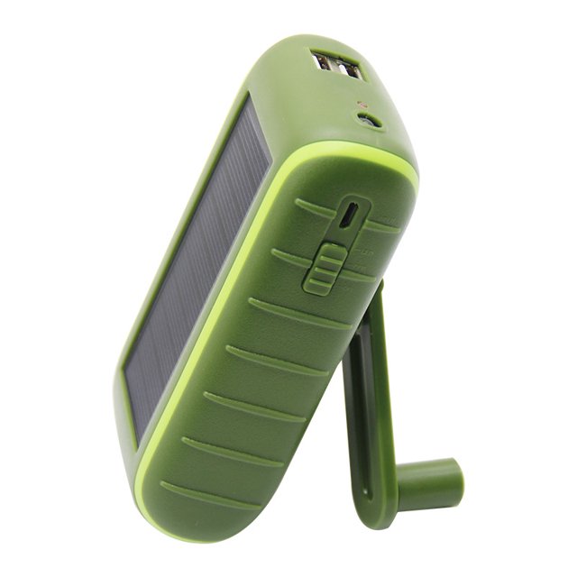Jinsinto Solar Charger , Portable Emergency Hand Crank Solar Power Bank with 2 USB Ports Suitable LED Flashlight