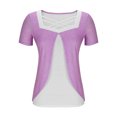 thumbnail image 4 of Timegard Hauts d'Été pour Femmes Grande Taille Col Carré Croisé Manches Courtes Décontracté Confortable Blouse, 4 of 6