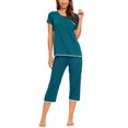 thumbnail image 3 of MINTLIMIT Ensembles de Pyjama Unis pour Femmes, Hauts à Manches Courtes et Pantalons Capri, 3 of 4
